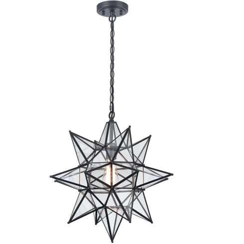 Boho Moravian Star Pendant Light 20 Inch Large Black Hanging Light